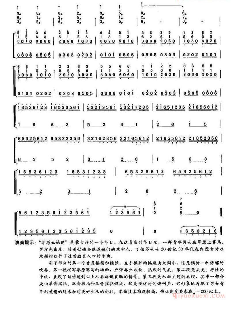 古筝谱[欢腾地草原/原名：草原姑娘追]简谱