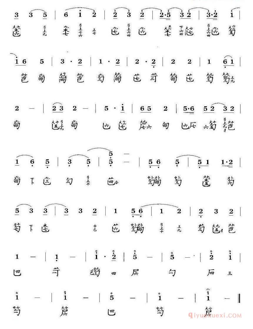 古琴谱[天风环佩]简谱+减字谱