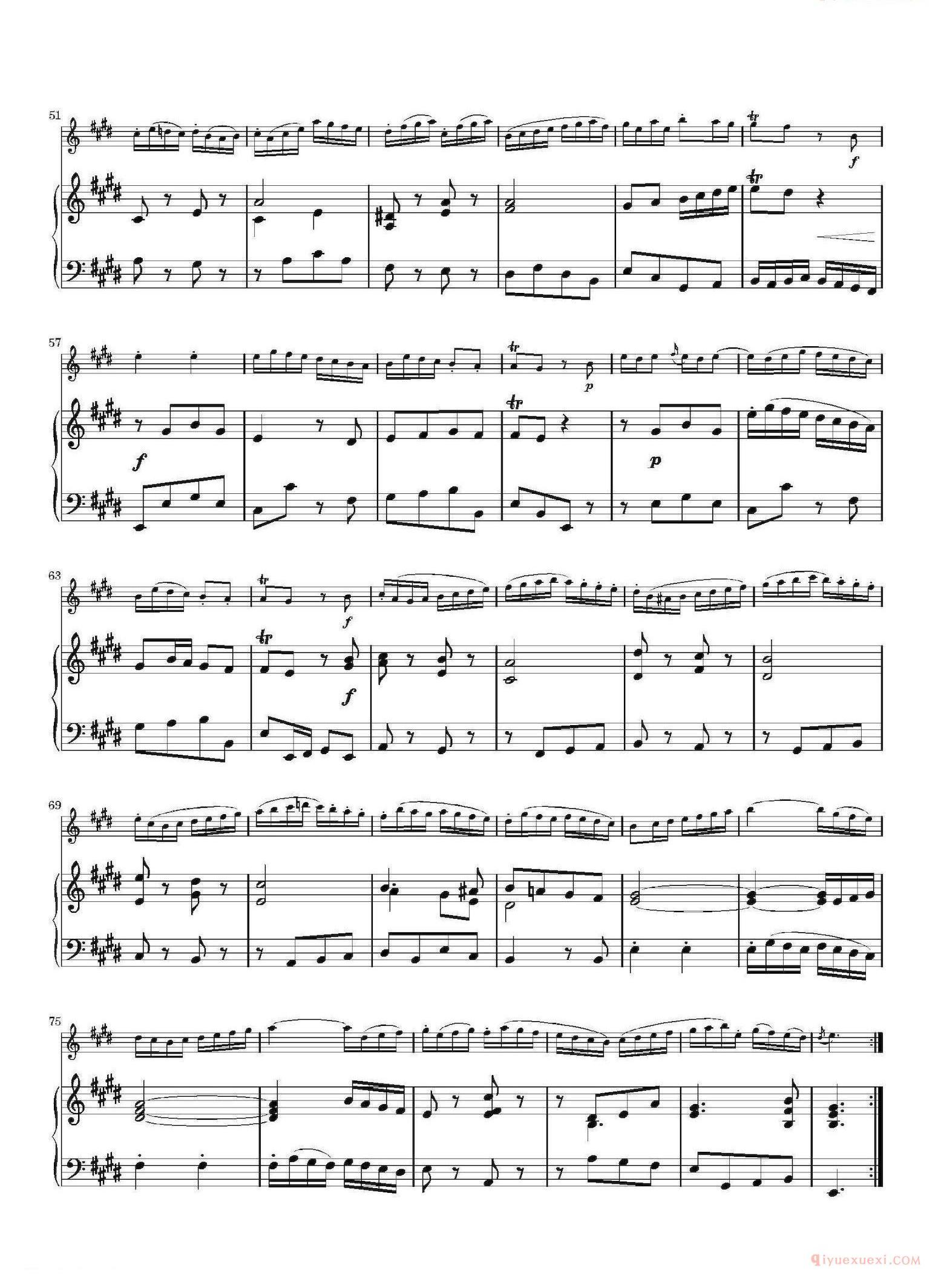 长笛谱网[Allegro/BWV1035]五线谱