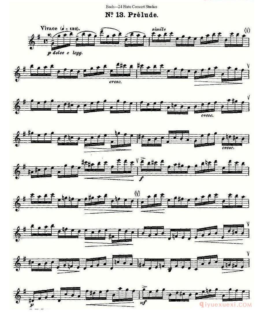 长笛谱网[Bach-24 Flutc Concert Studies/巴赫24首长笛音乐会练习曲]五线谱