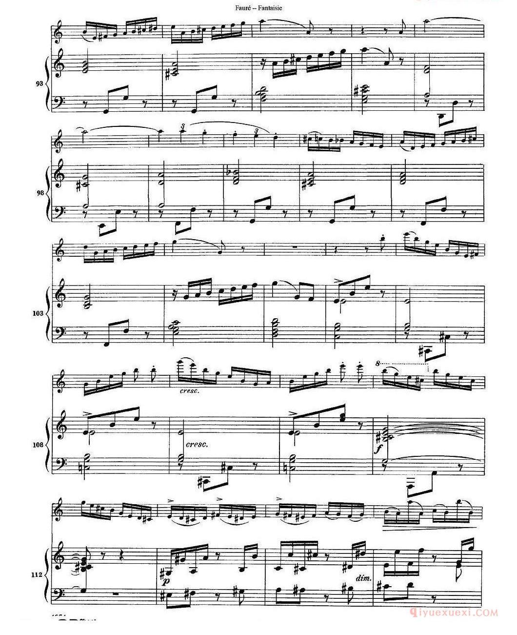 长笛谱网[Fantaisie Op.79/幻想曲 作品79号/长笛+钢琴伴奏]五线谱