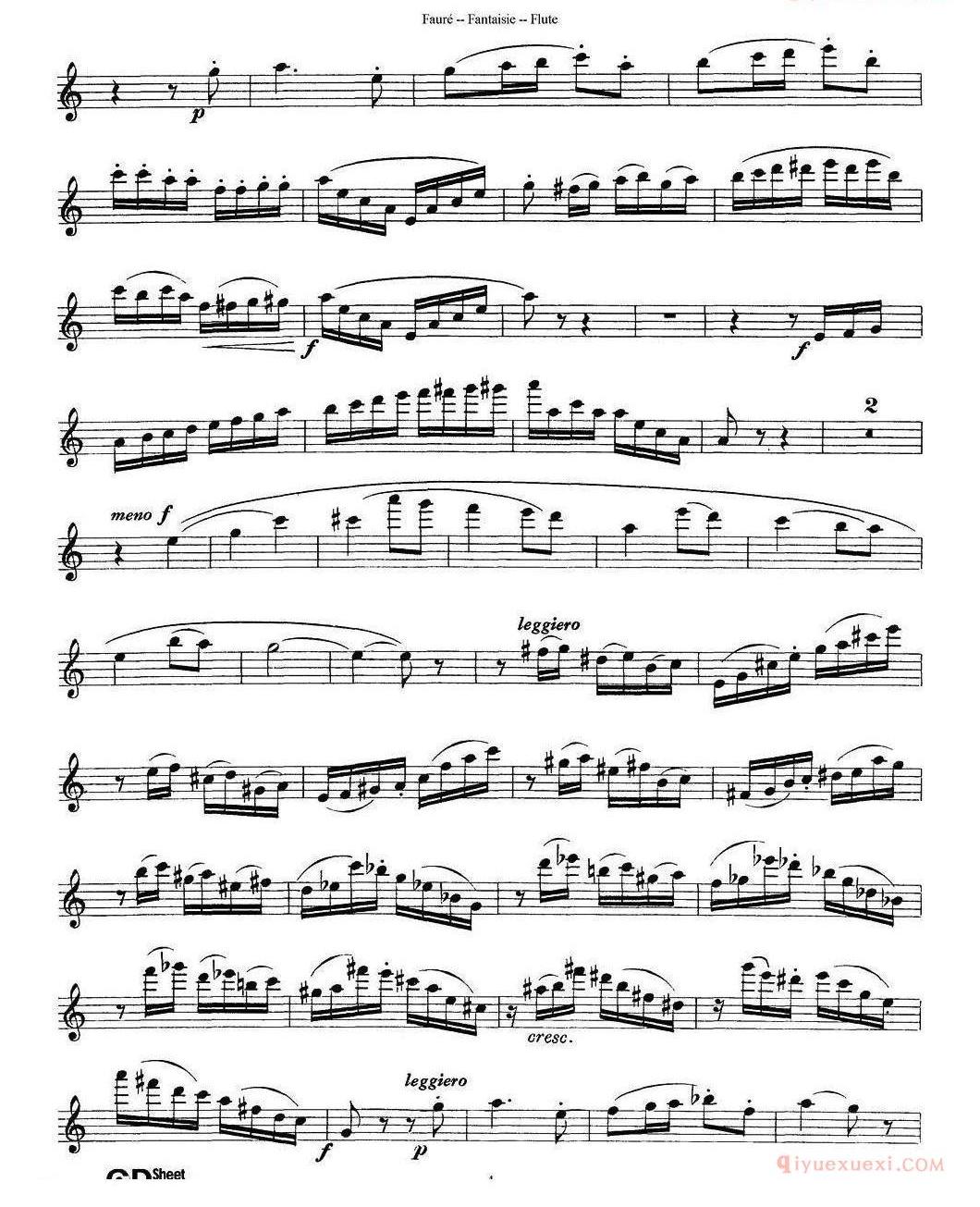 长笛谱网[Fantaisie Op.79/幻想曲 作品79号]五线谱