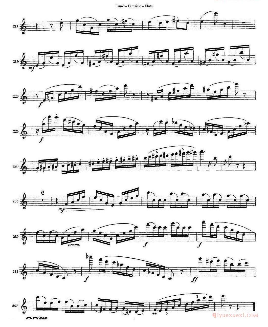 长笛谱网[Fantaisie Op.79/幻想曲 作品79号]五线谱