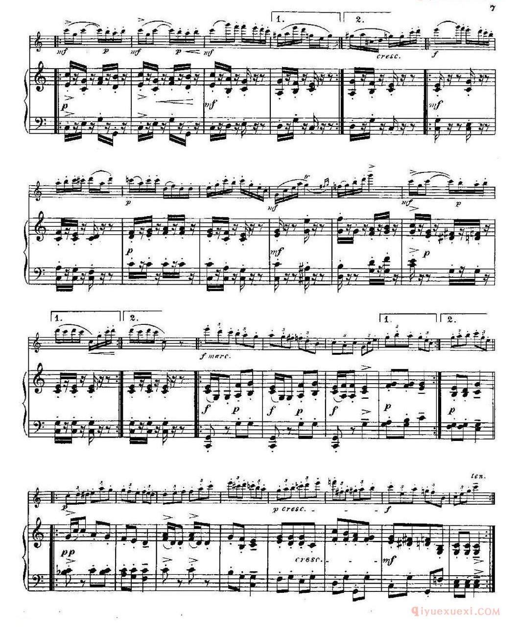 长笛乐谱[Fantaisies nationales. Hongrois/Op.59 No.6/长笛+钢琴伴奏]五线谱