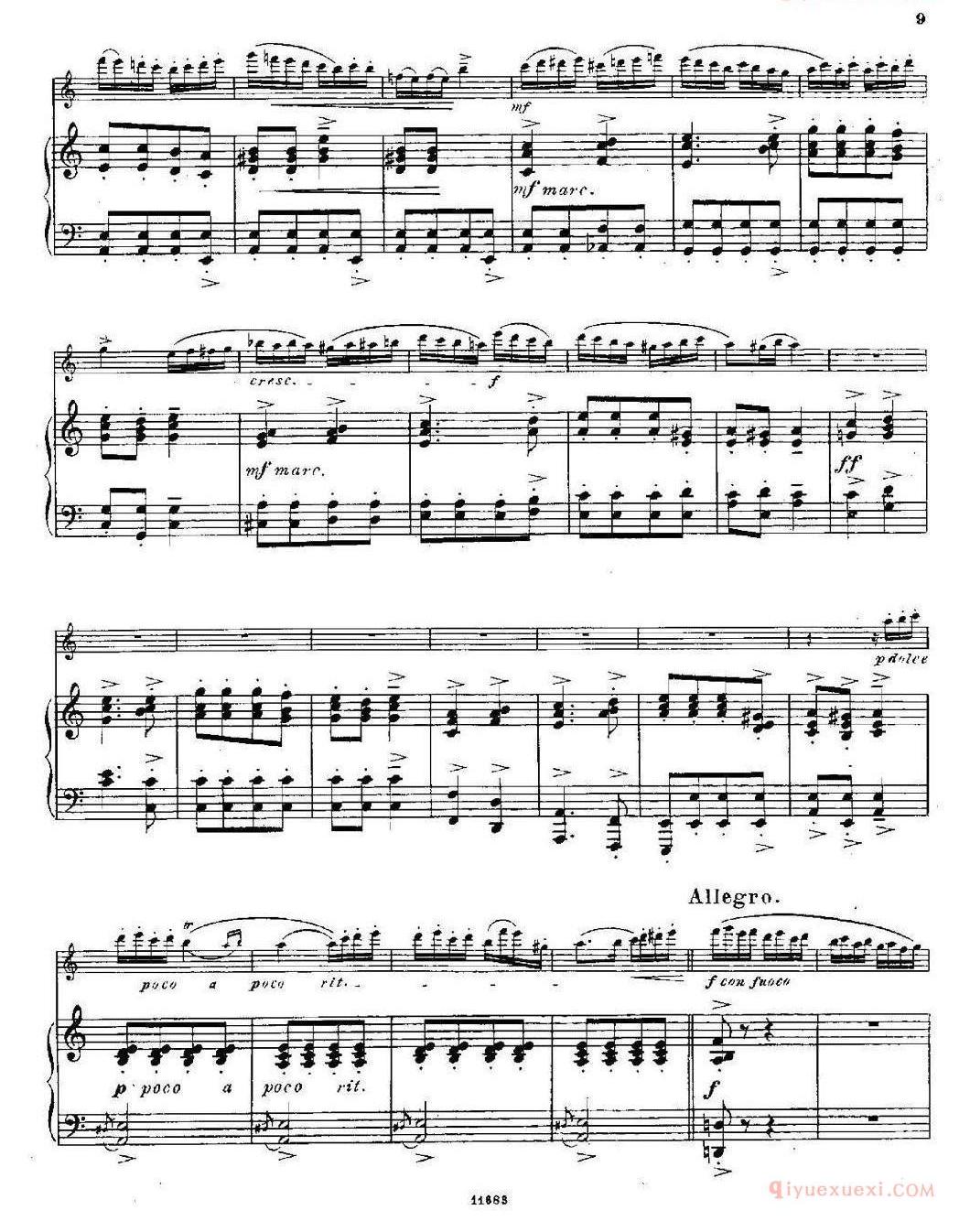 长笛乐谱[Fantaisies nationales. Hongrois/Op.59 No.6/长笛+钢琴伴奏]五线谱