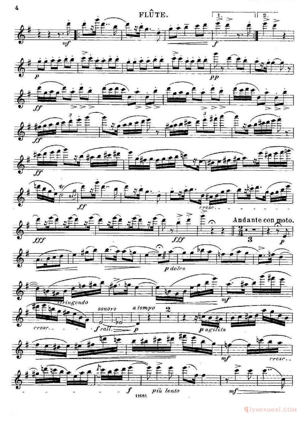 长笛乐谱[Fantaisies nationales. Suedois/Op.59 No.4]五线谱