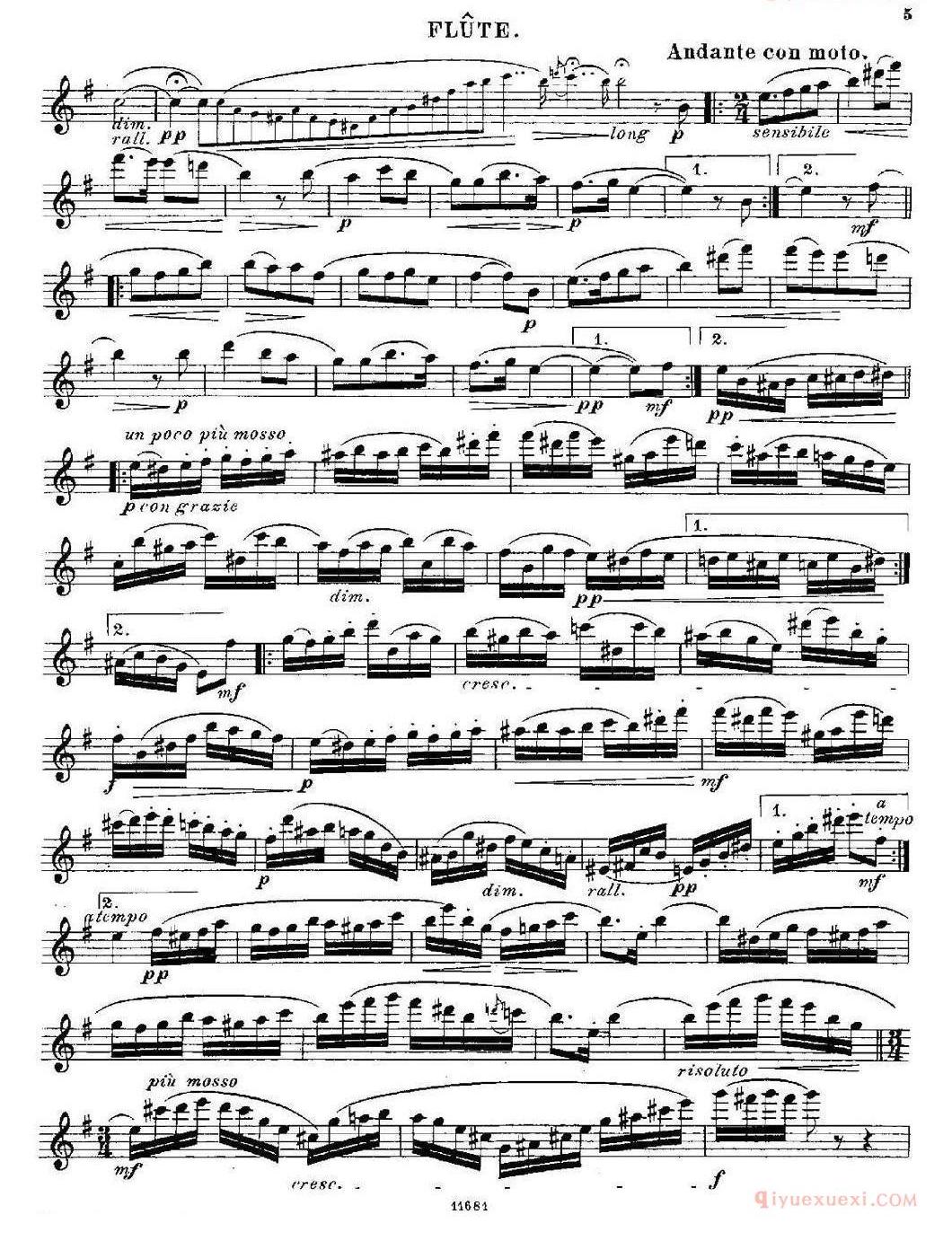 长笛乐谱[Fantaisies nationales. Suedois/Op.59 No.4]五线谱