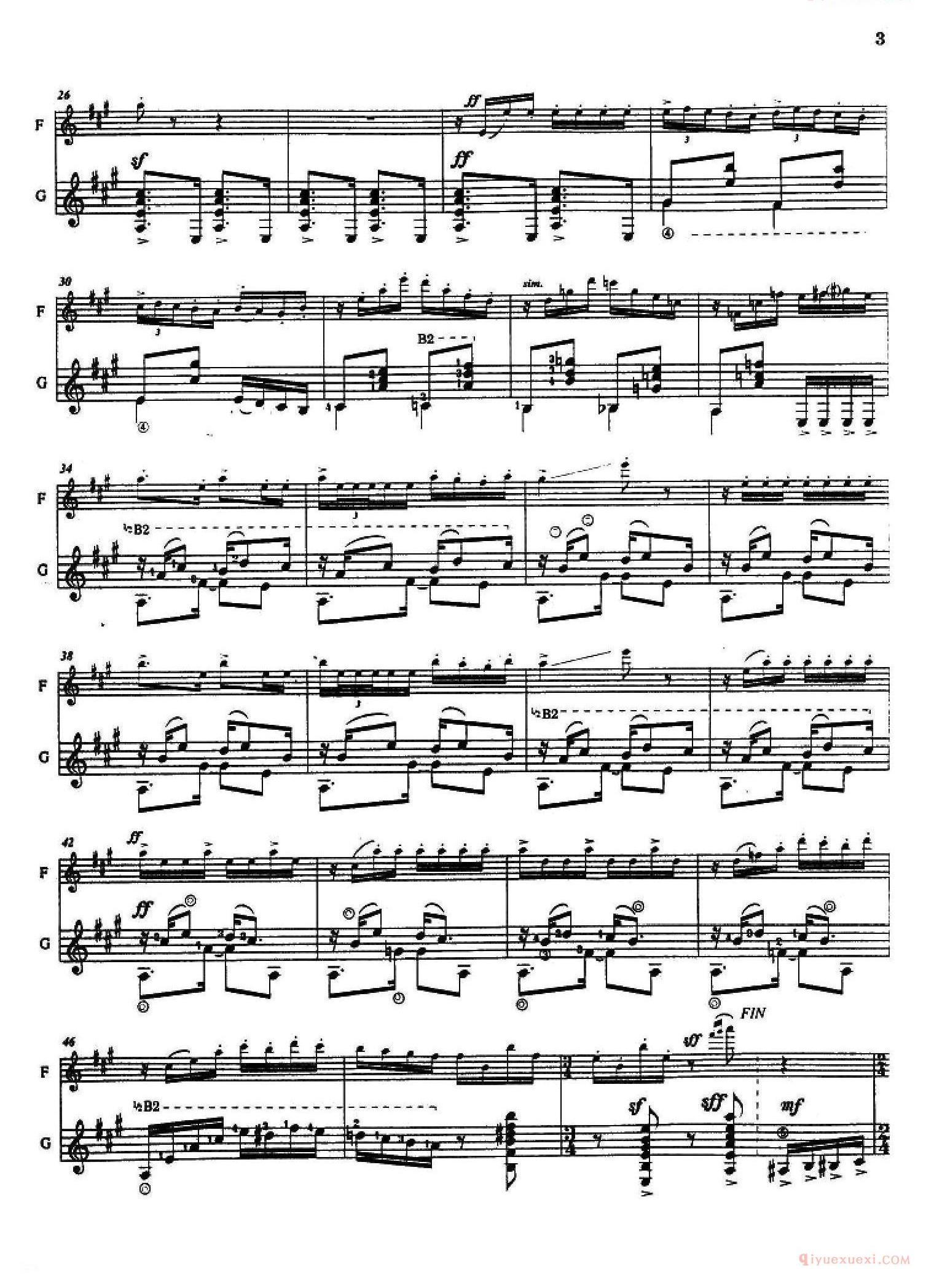 长笛乐谱[Histoire du Tango/1、Bordel 1900/长笛+吉他]五线谱