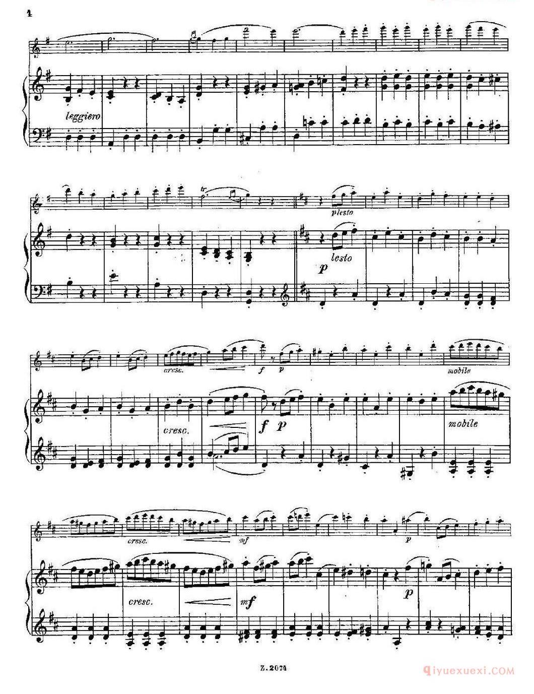 长笛乐谱[Scherzino/Op.55 No.6/长笛+钢琴伴奏]五线谱