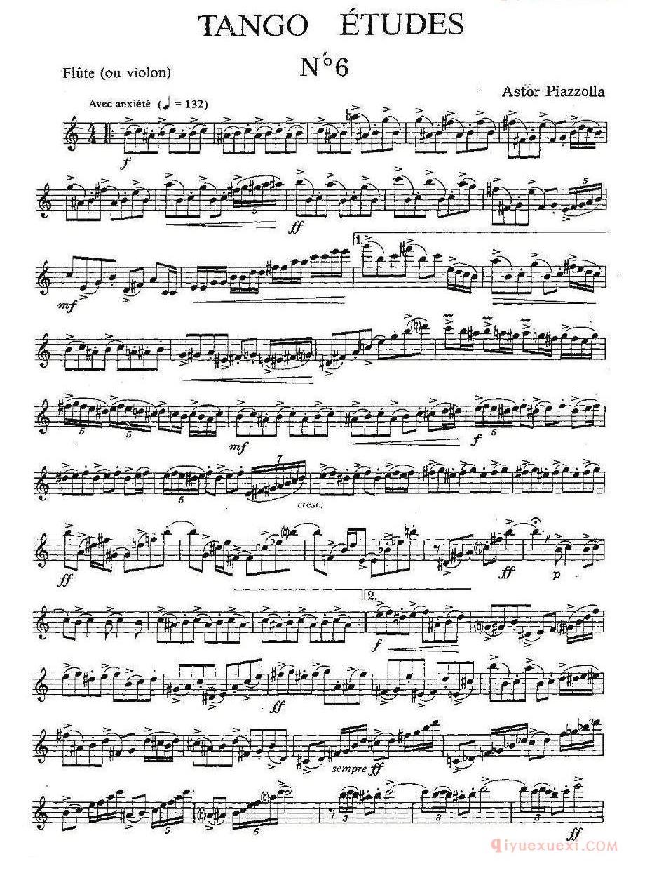长笛乐谱[Tango Etudes 1-6]