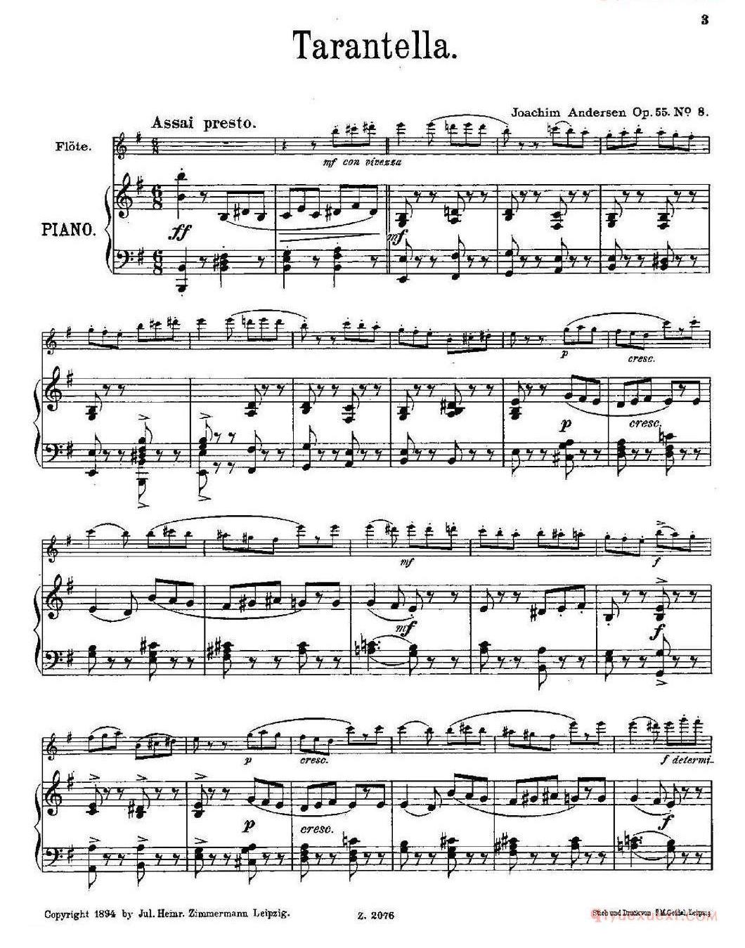 长笛乐谱[Tarantelle Op.55 No.8]