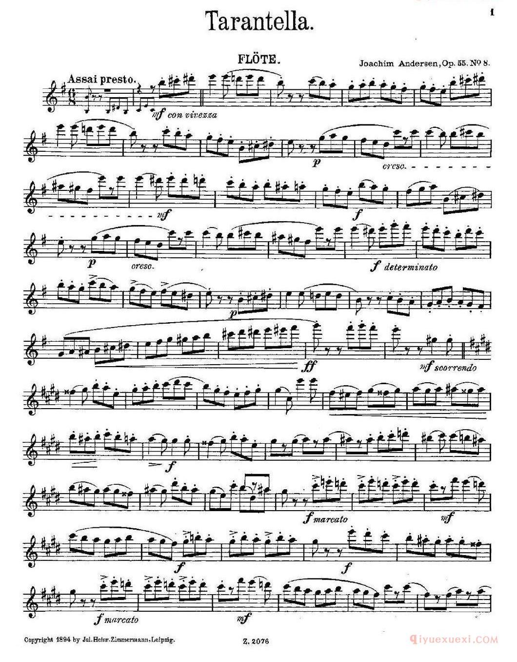 长笛乐谱[Tarantelle Op.55 No.8]
