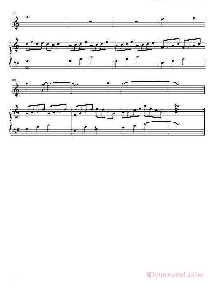 长笛乐谱[爱的供养/电视剧宫主题曲、长笛+钢琴]