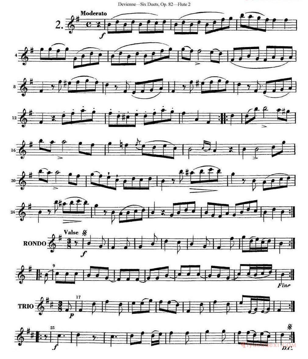 长笛乐谱[德维埃纳六个长笛二重奏小段Op.82——Flute 2（NO.1）]