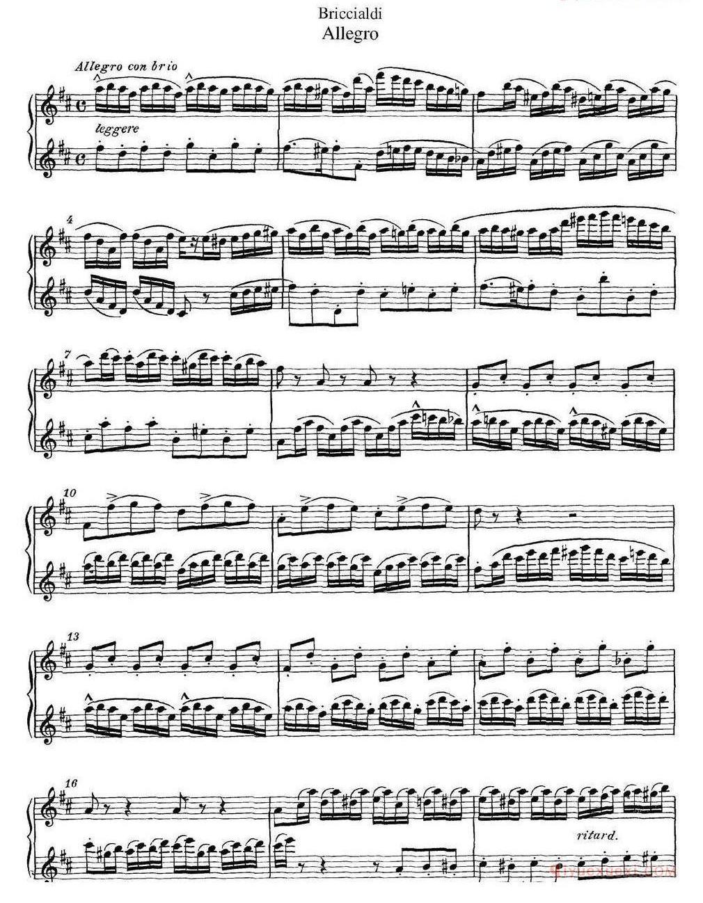 长笛乐谱[博瑞西亚第长笛二重奏 Allegro]