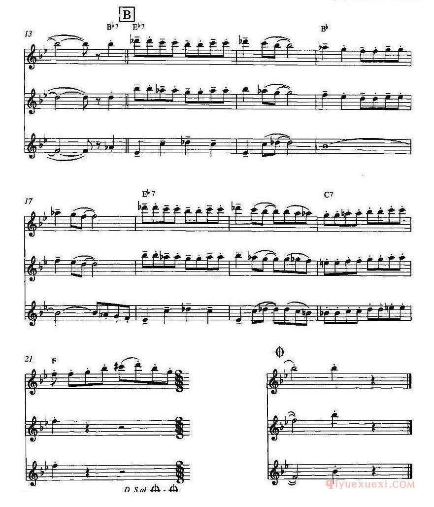 长笛乐谱[初学者的布鲁斯/三重奏]