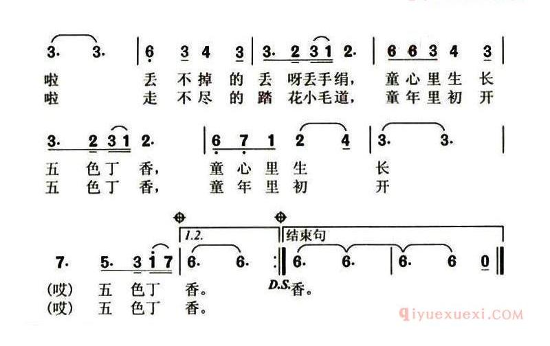 儿歌简谱[五色丁香]