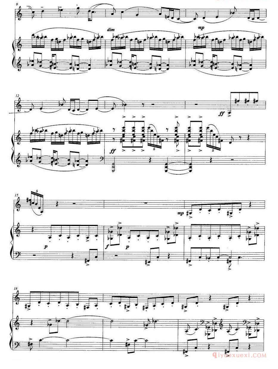单簧管乐谱[回旋曲]罗毅作曲版、单簧管+钢琴