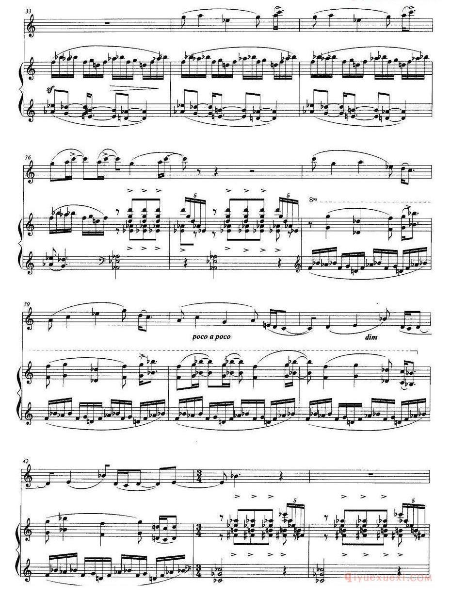 单簧管乐谱[回旋曲]罗毅作曲版、单簧管+钢琴