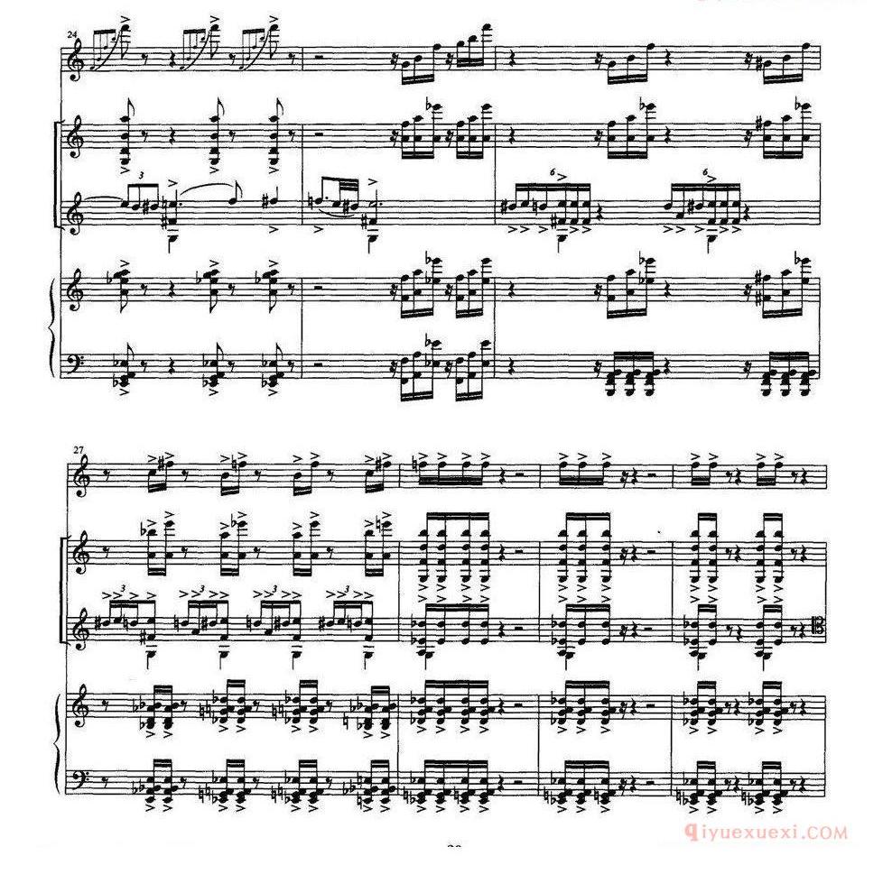 单簧管乐谱[四重奏 op．41]为小提琴、大提琴、单簧管与钢琴而作