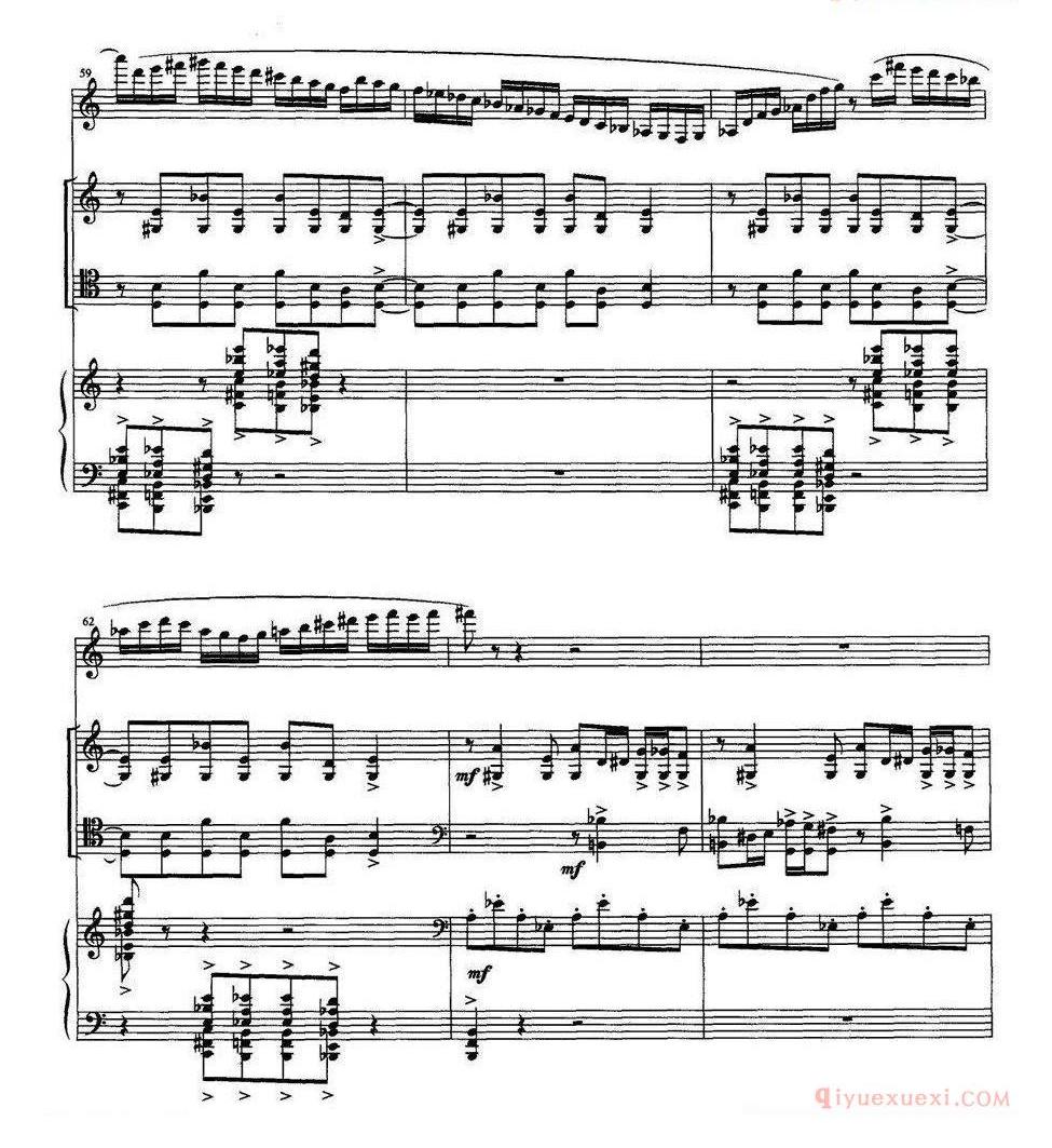 单簧管乐谱[四重奏 op．41]为小提琴、大提琴、单簧管与钢琴而作
