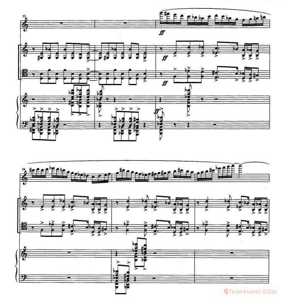 单簧管乐谱[四重奏 op．41]为小提琴、大提琴、单簧管与钢琴而作