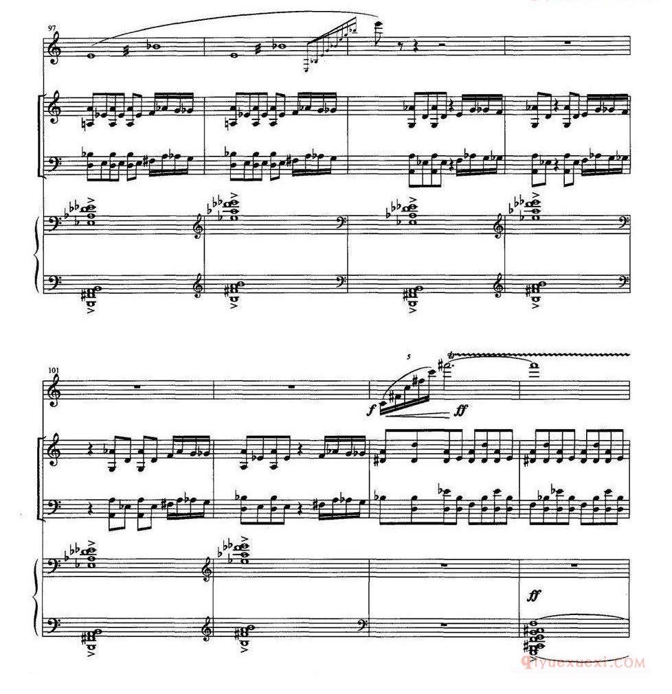 单簧管乐谱[四重奏 op．41]为小提琴、大提琴、单簧管与钢琴而作