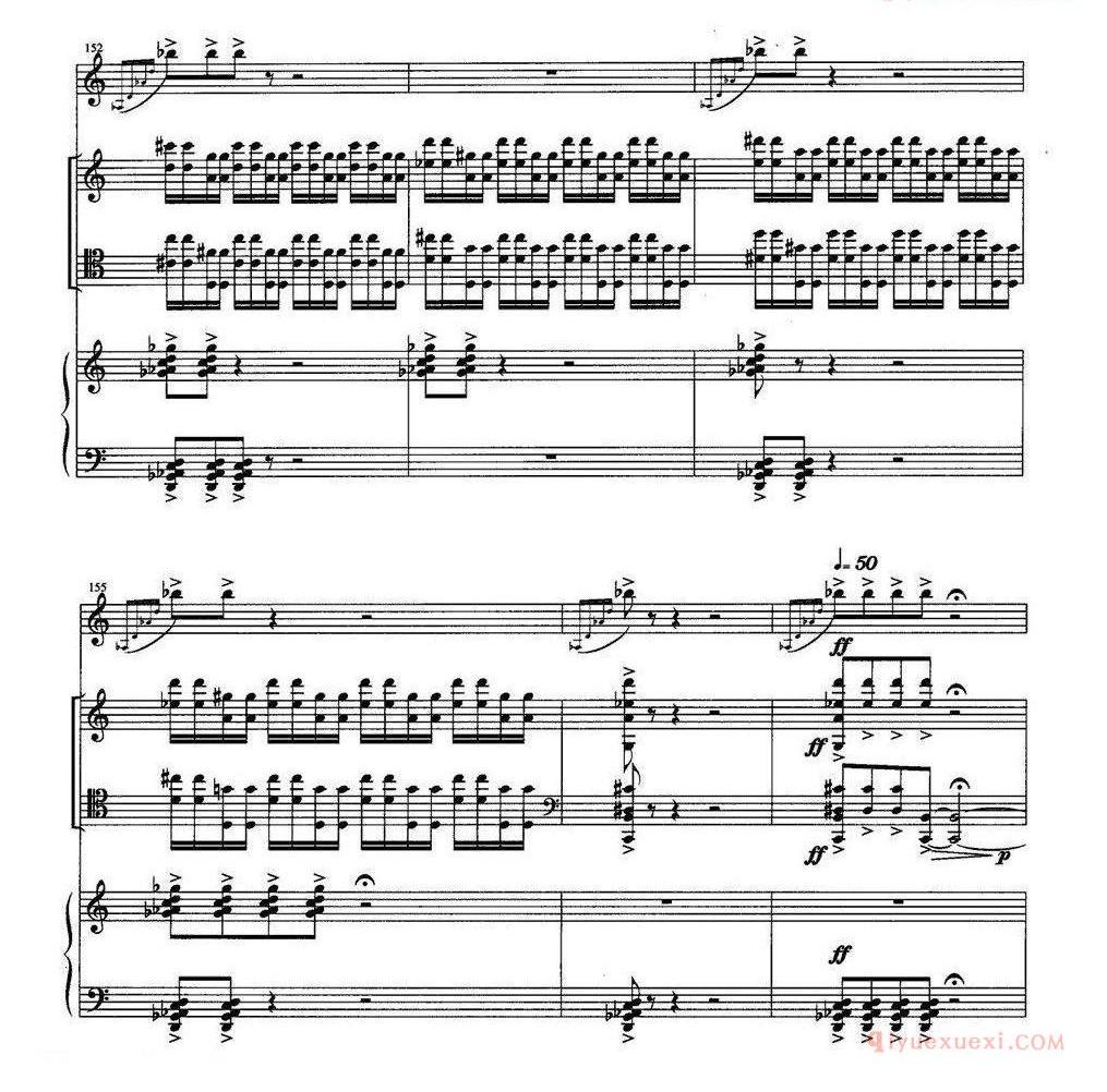 单簧管乐谱[四重奏 op．41]为小提琴、大提琴、单簧管与钢琴而作