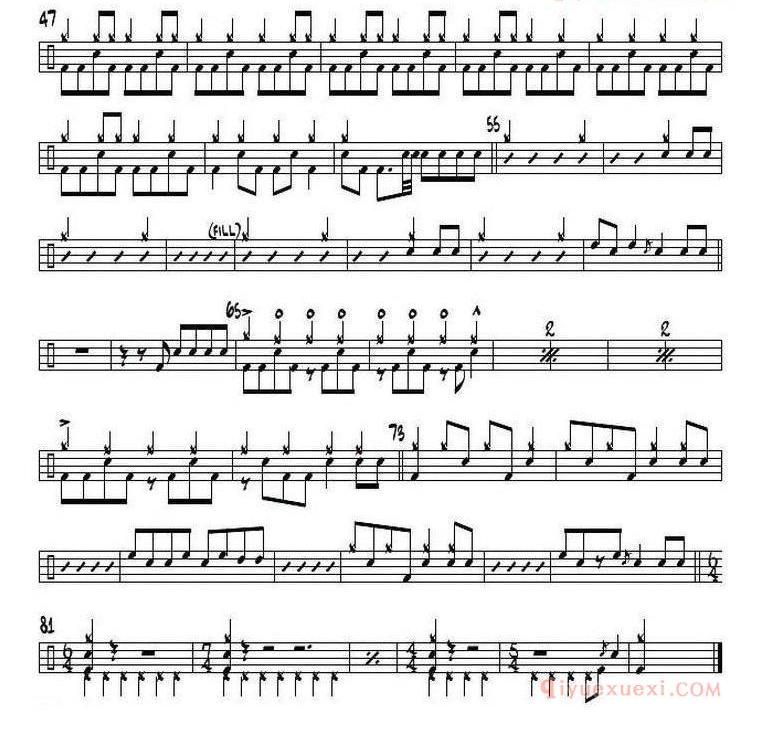 爵士鼓曲谱[Rock - Stop Look And Listen]