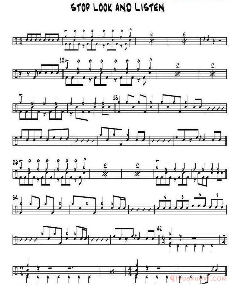 爵士鼓曲谱[Rock - Stop Look And Listen]