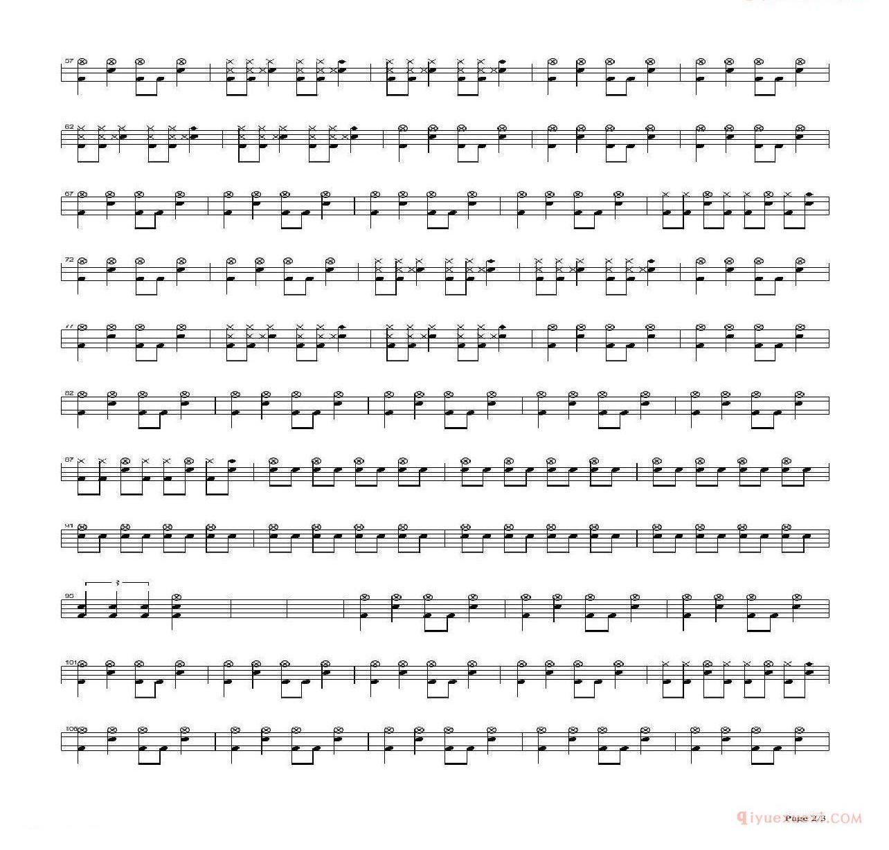 爵士鼓曲谱[龙的传人/重金属摇滚版]