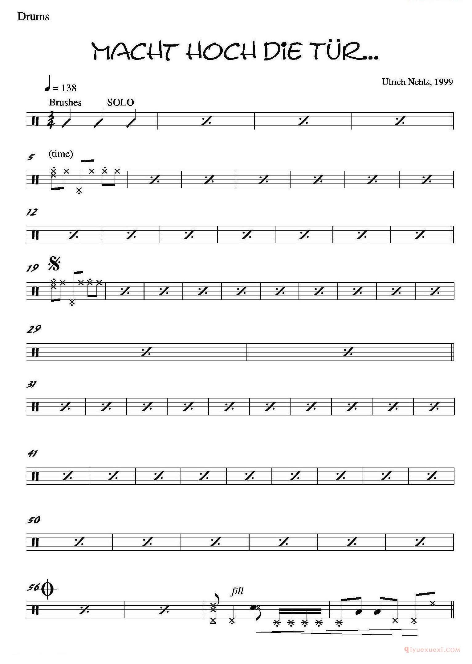 架子鼓乐谱[Macht Hoch Die Tru…]爵士鼓分谱