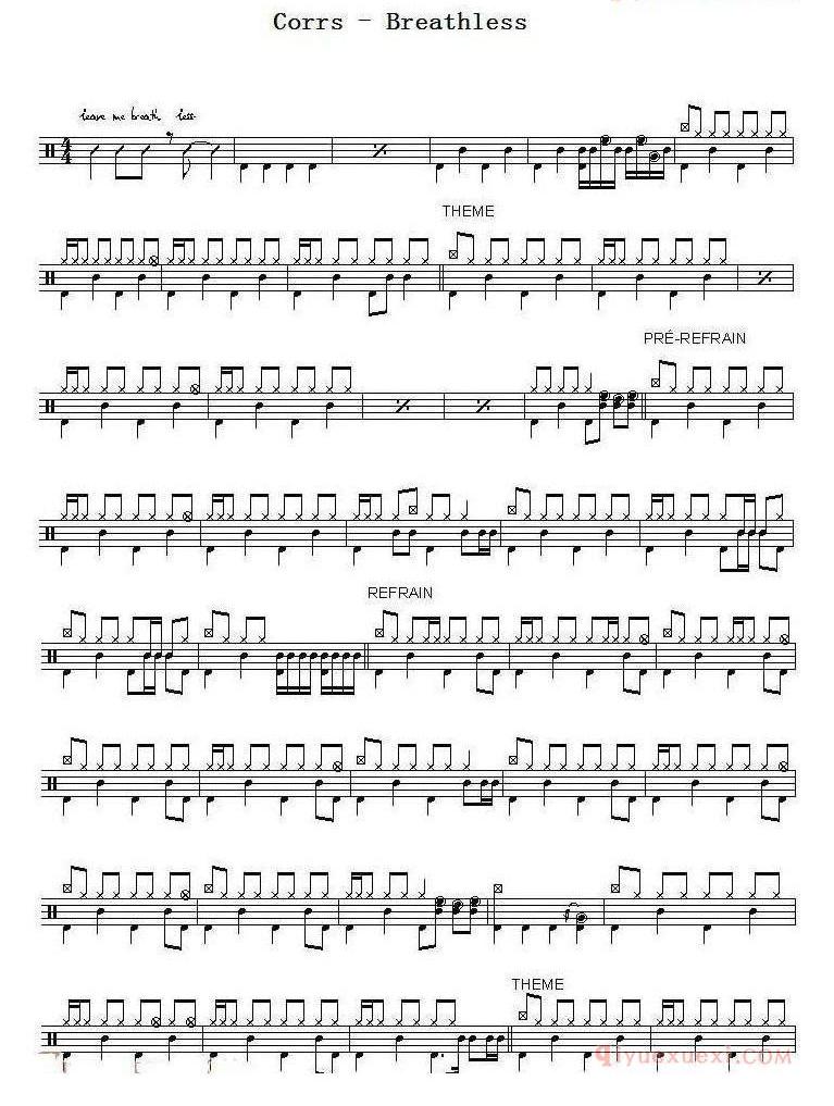 架子鼓乐谱[Corrs - Breathless]