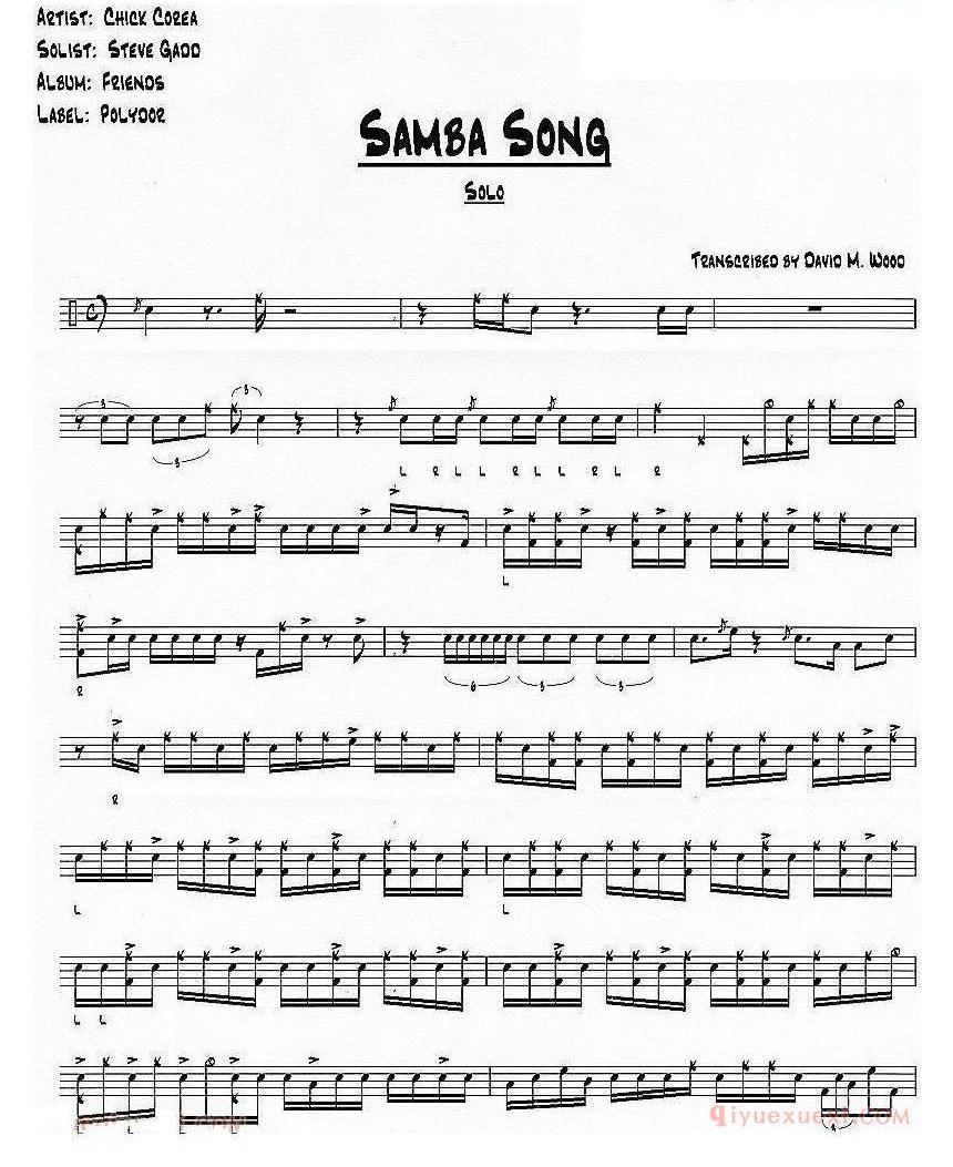 架子鼓乐谱[samba song]