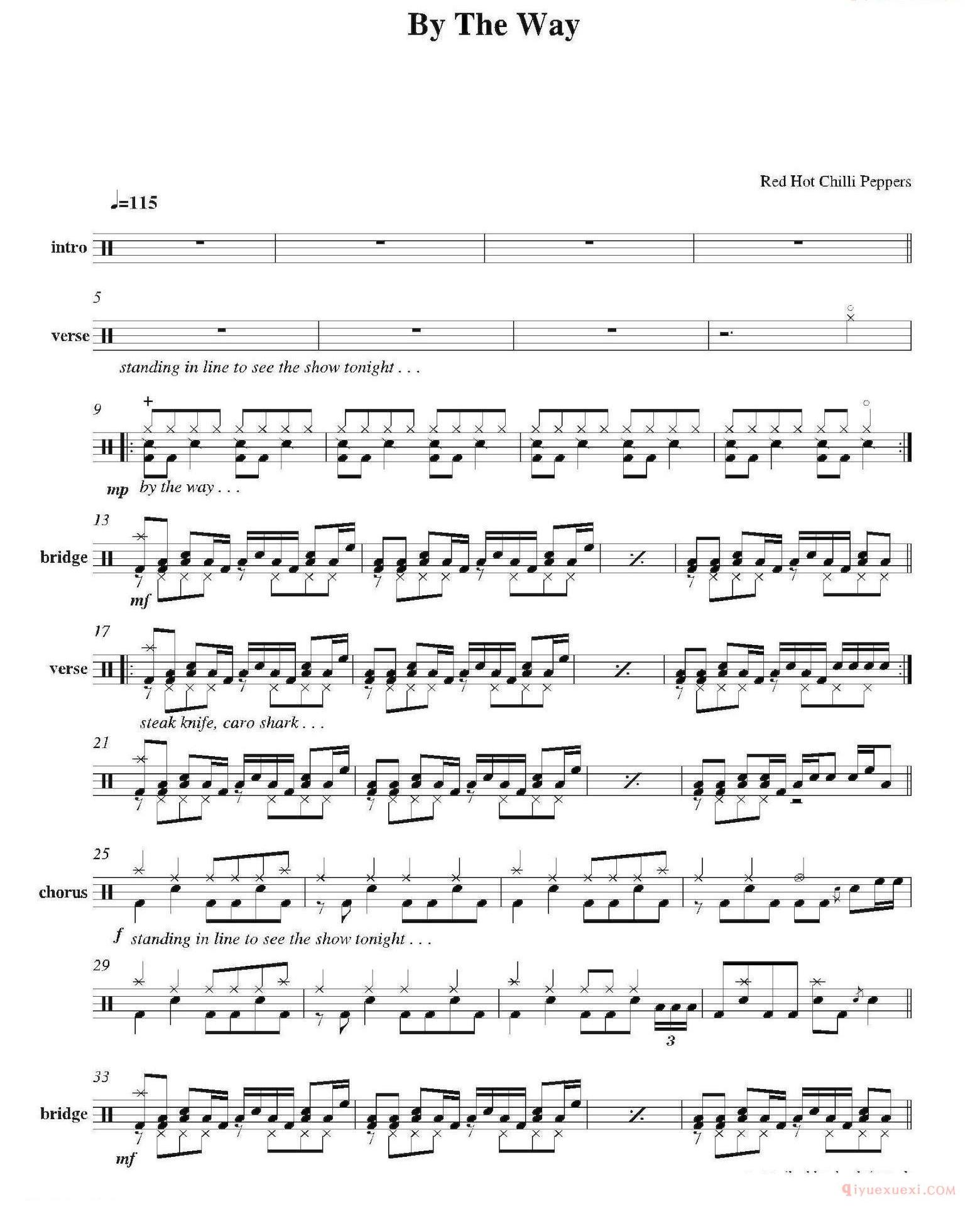 爵士鼓谱[By The Way]