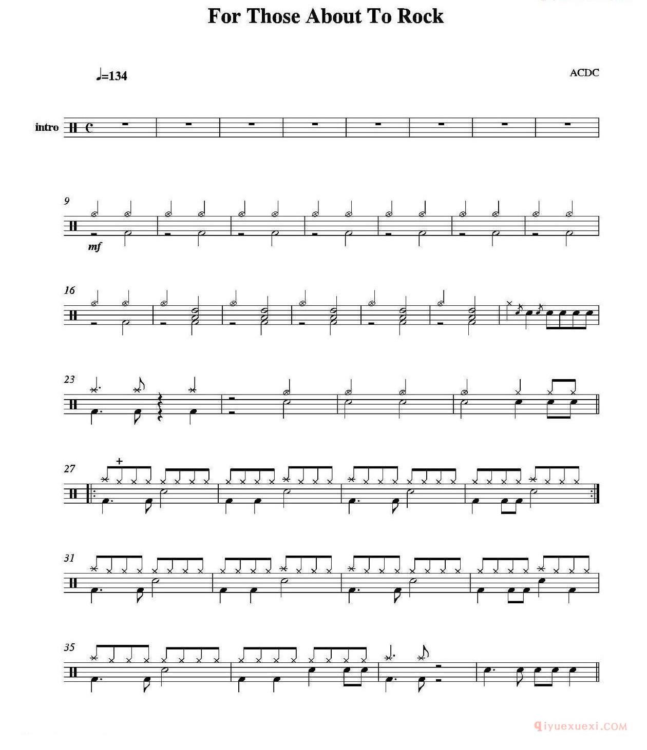 爵士鼓谱[For Those About To Rock]