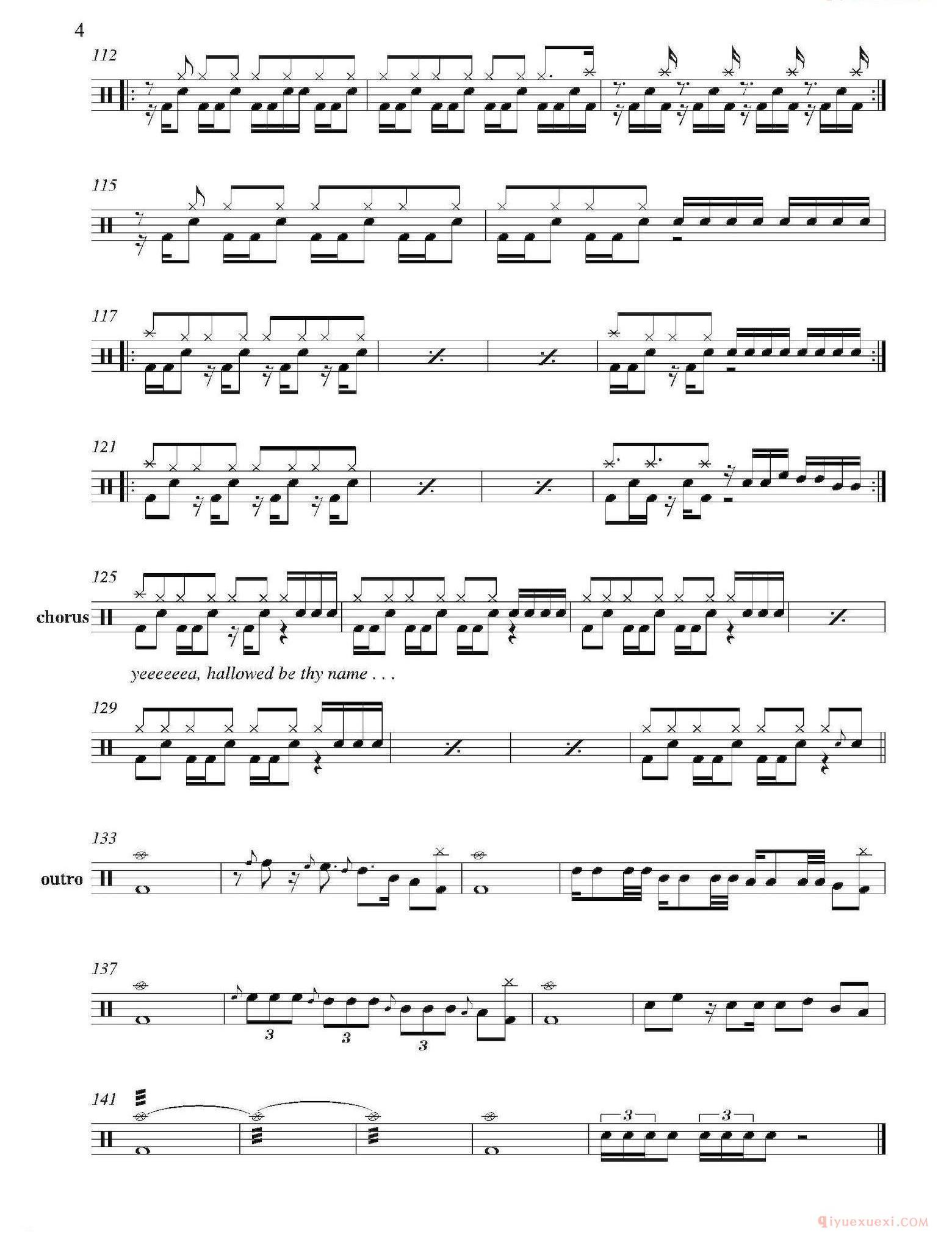 爵士鼓谱[Hallowed Be Thy Name]