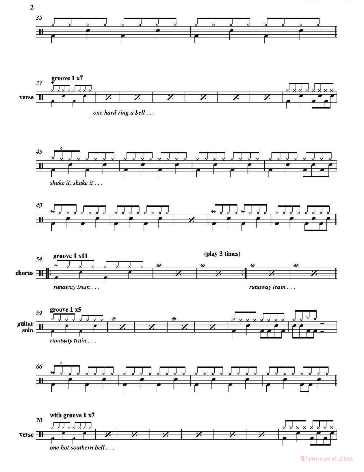 爵士鼓谱[Rock N Roll Train]