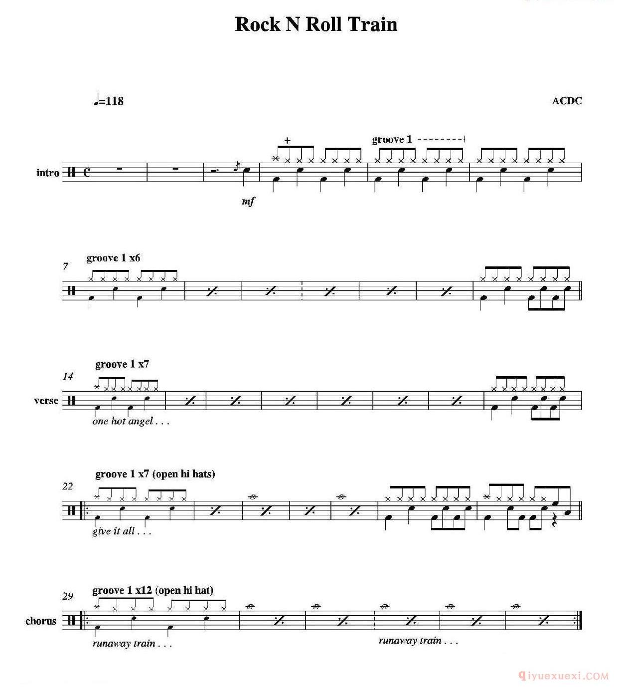 爵士鼓谱[Rock N Roll Train]