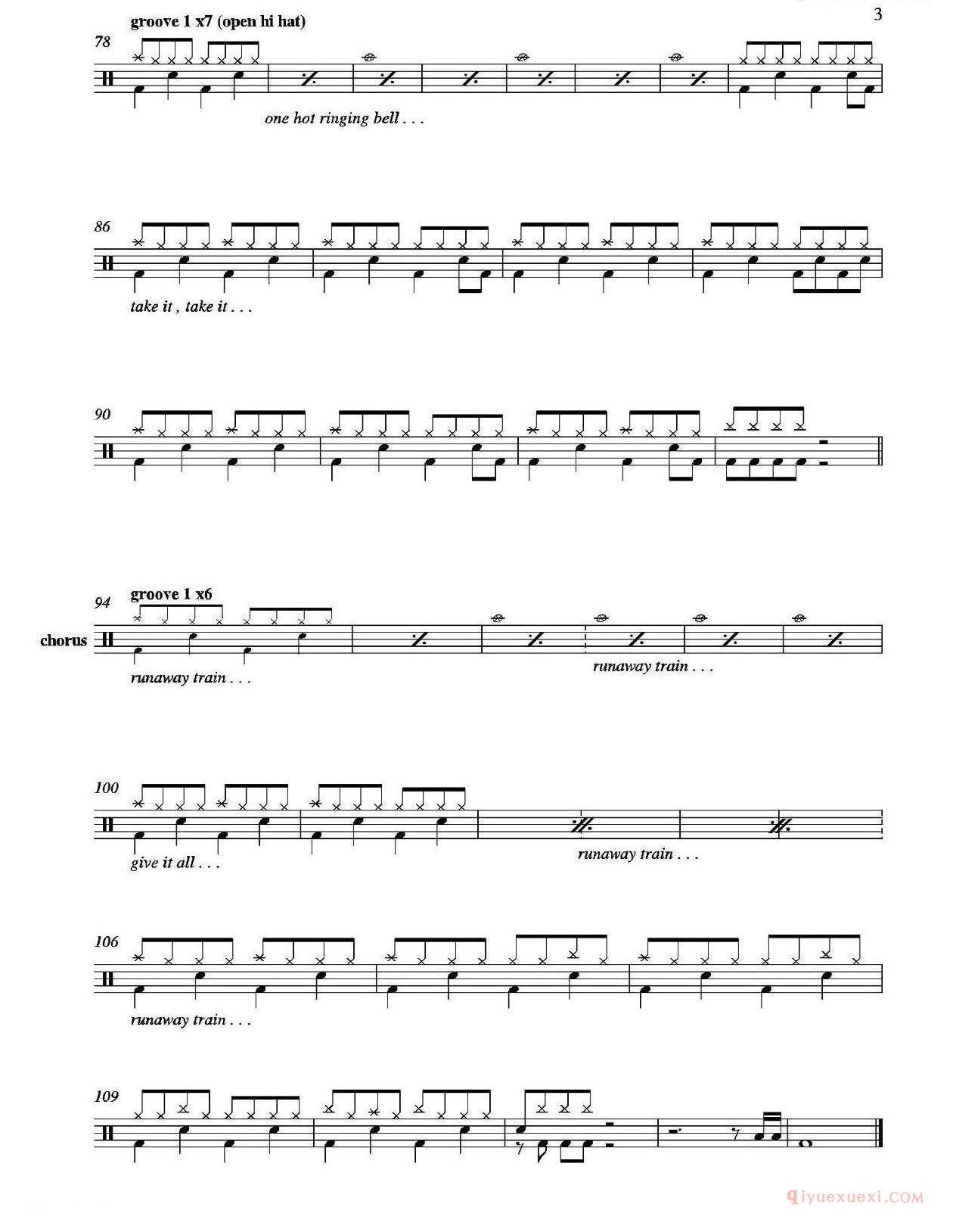 爵士鼓谱[Rock N Roll Train]