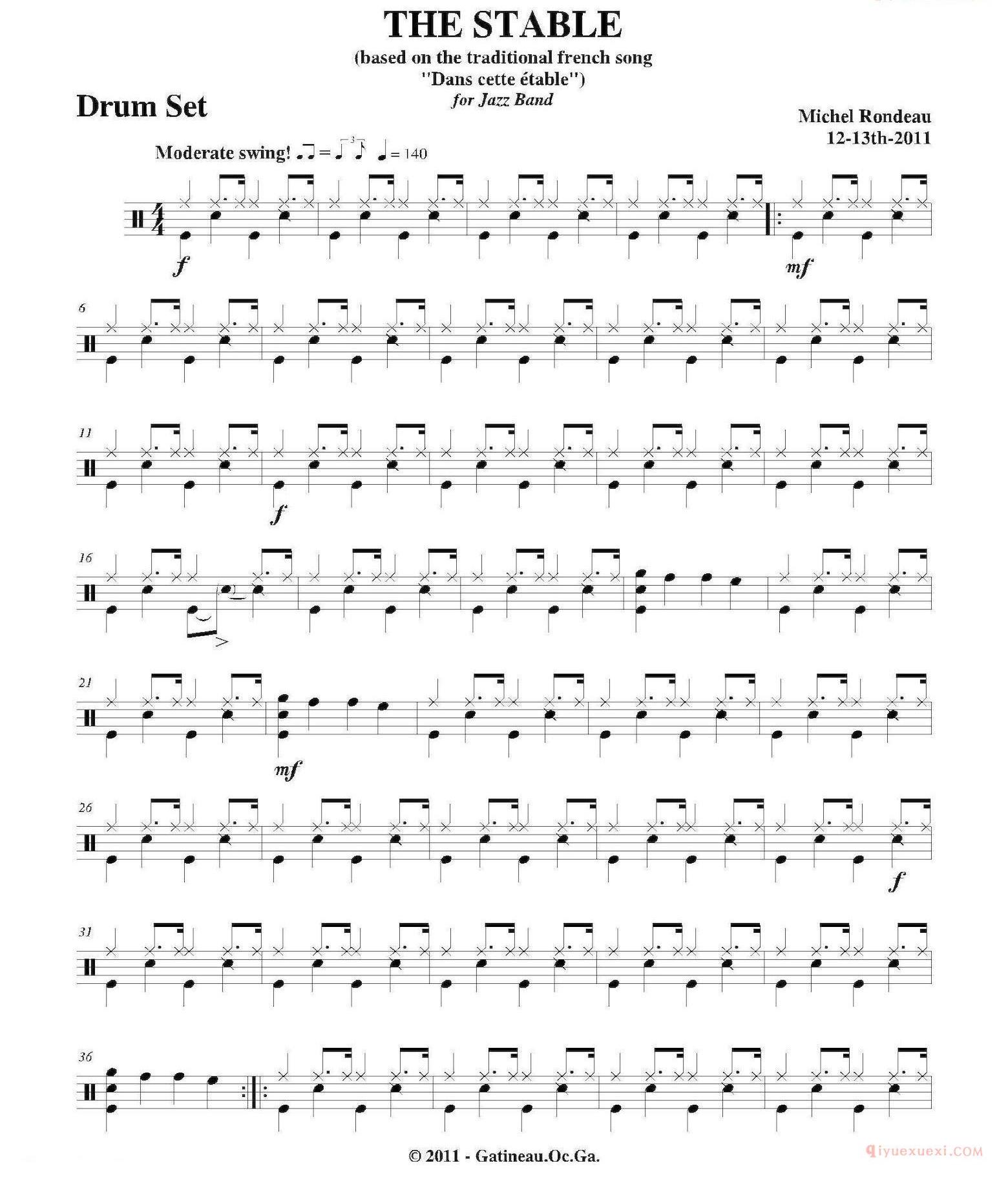 架子鼓乐谱[THE STABLE]爵士鼓分谱