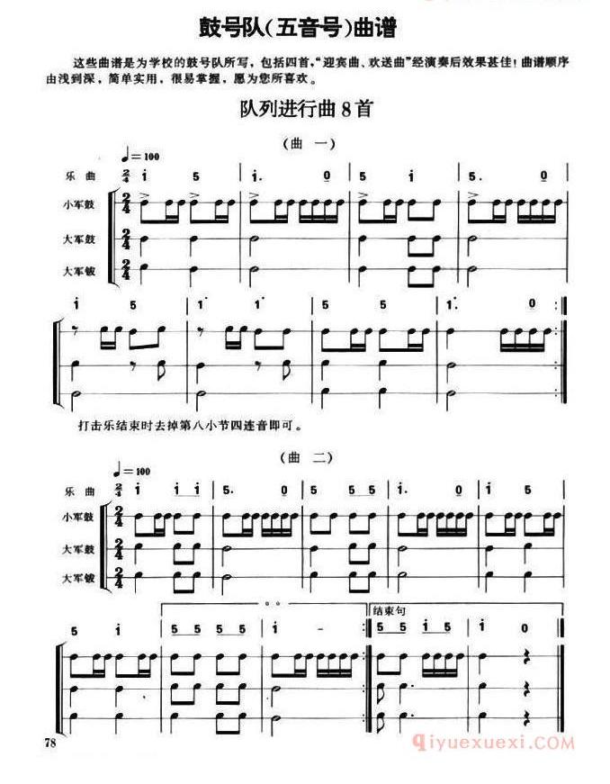爵士鼓谱[鼓号队（五音号）队列进行曲8首]