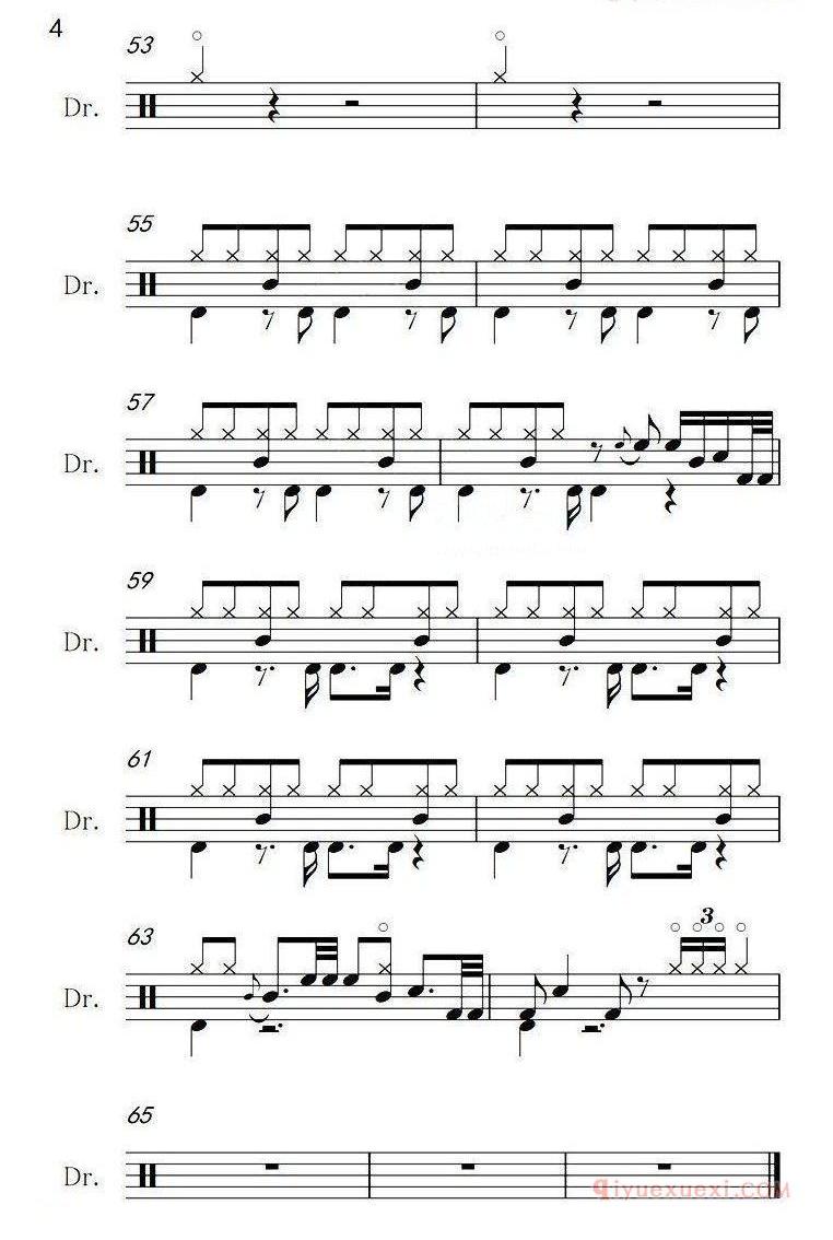 爵士鼓谱[何日君再来]