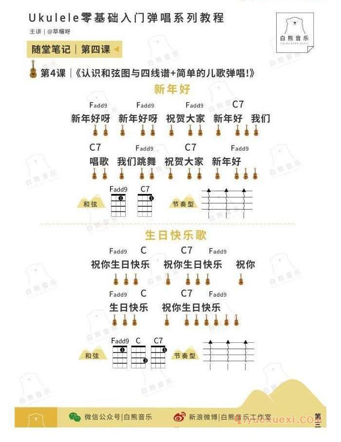 ukulele儿童歌曲谱《幸福拍手歌》
