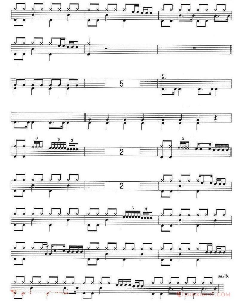 爵士鼓谱_Beatles_Come together