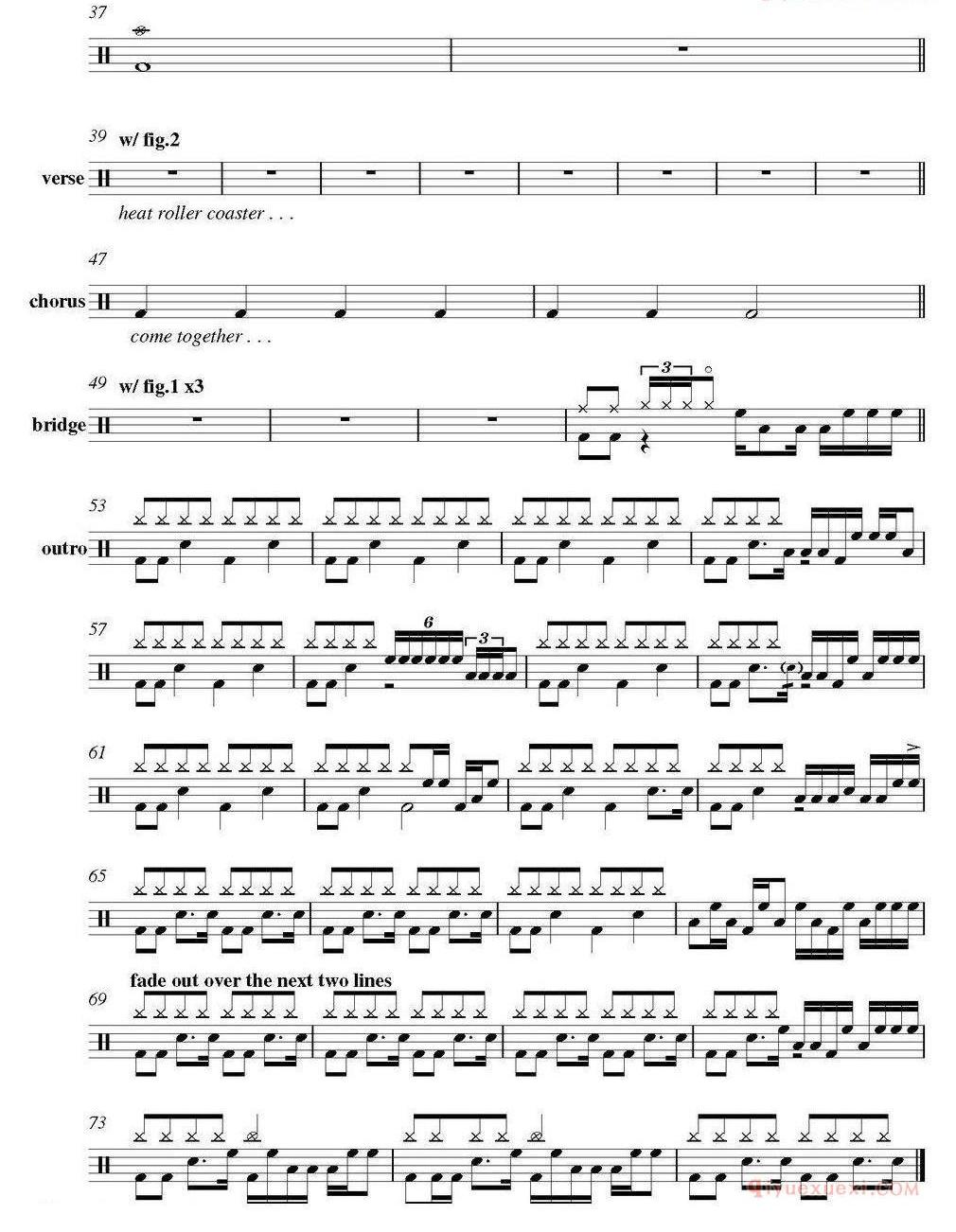 爵士鼓谱_Beatles_Come together