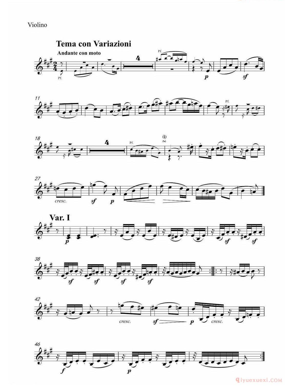 贝多芬250周年诞辰纪念（二）D大调小提琴奏鸣曲op. 12 No. 1第二乐章