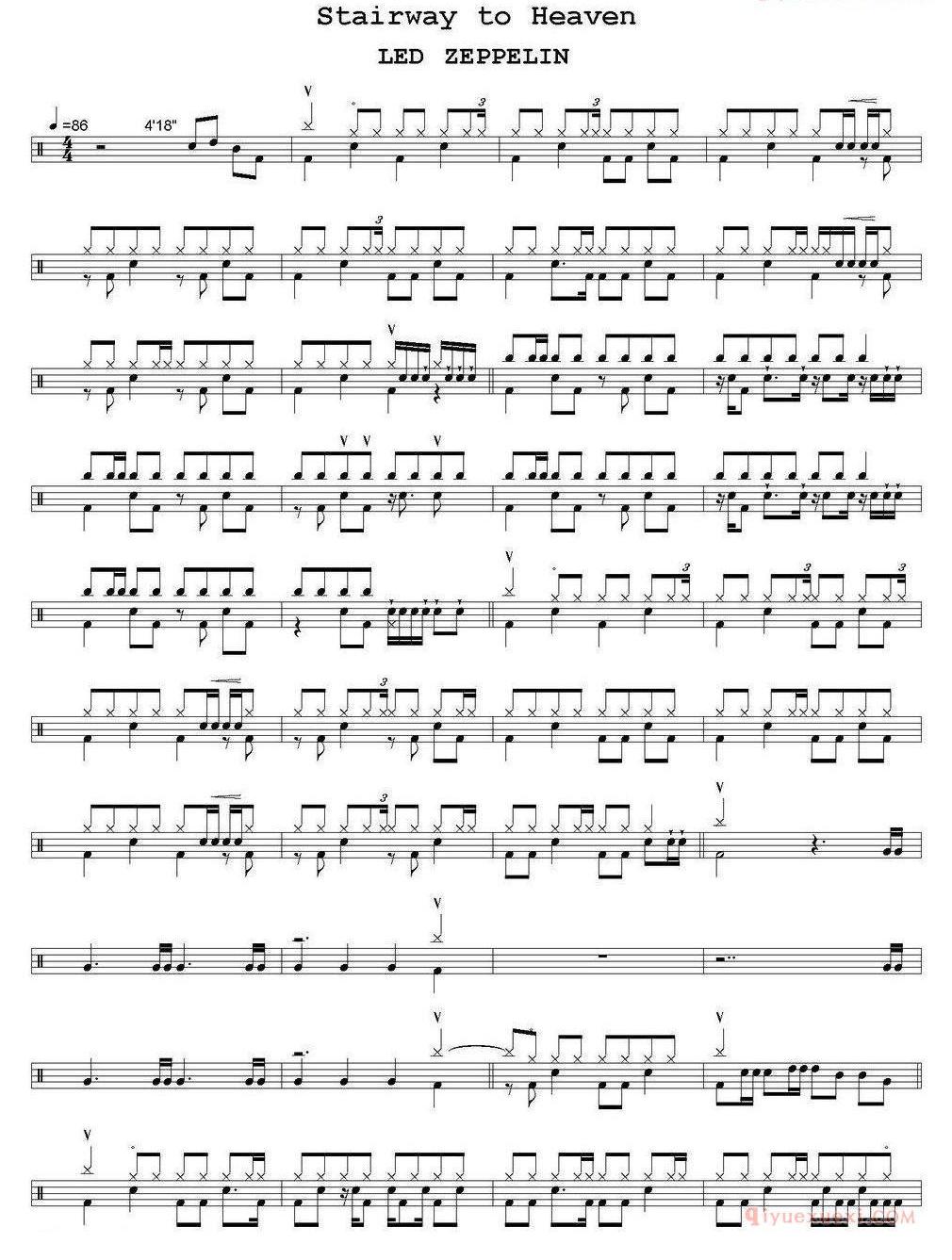爵士鼓谱_Led Zeppelin_Stairway to heaven