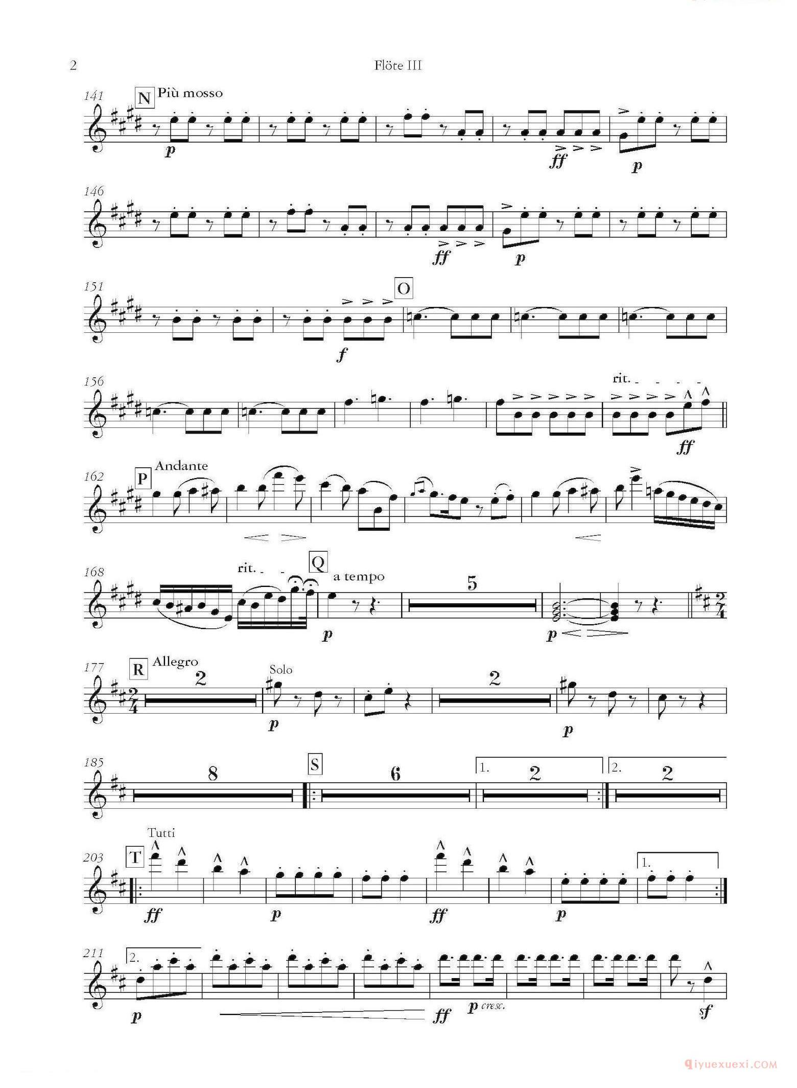 长笛乐谱[天堂与地狱序曲]管弦乐长笛分谱