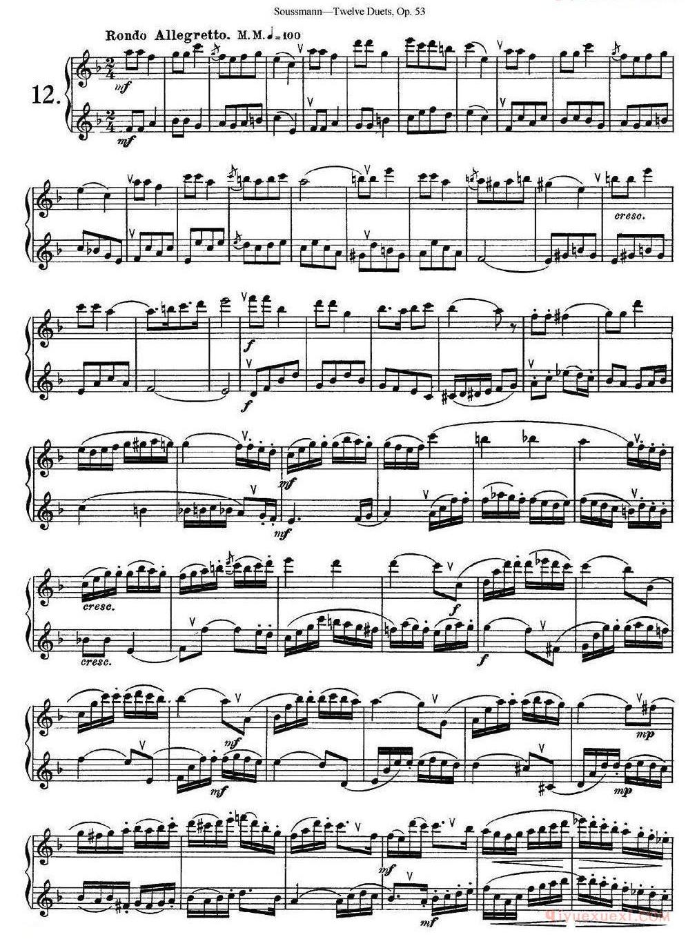 苏斯曼12首长笛重奏曲Op.53/NO.1-NO.12
